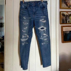 American Eagle Super Stretch Jeans Ripped Sz 12